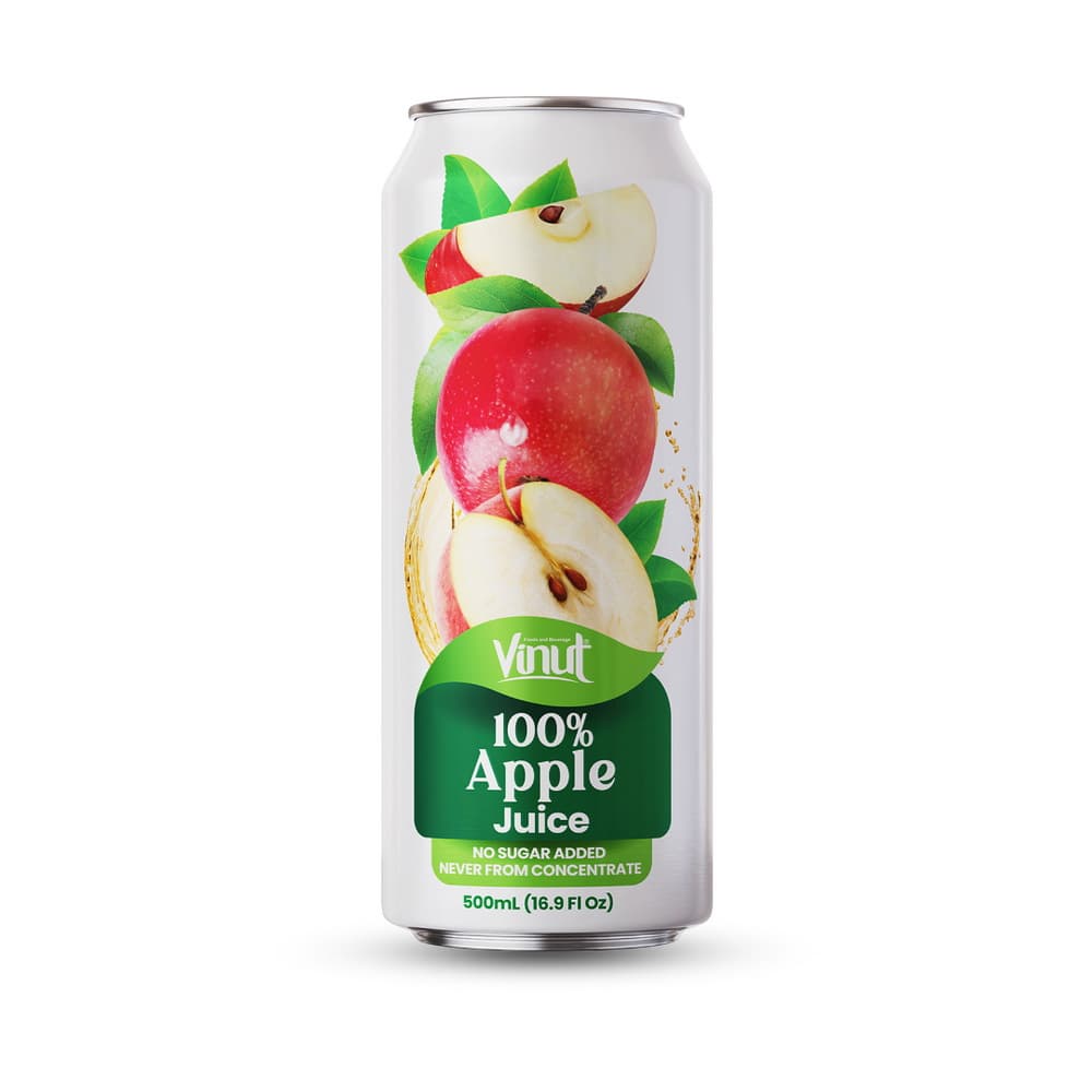 VINUT Jus Apel 100% Tanpa Tambahan Gula, Bukan dari Konsentrat, Kaleng Ramping 16.9 fl oz 500 mL