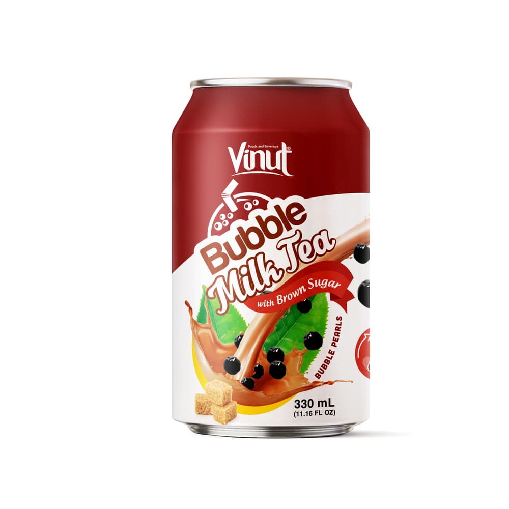 VINUT Bubble Milk Tea dengan Gula Aren, Kaleng, 11.16 fl oz 330 mL