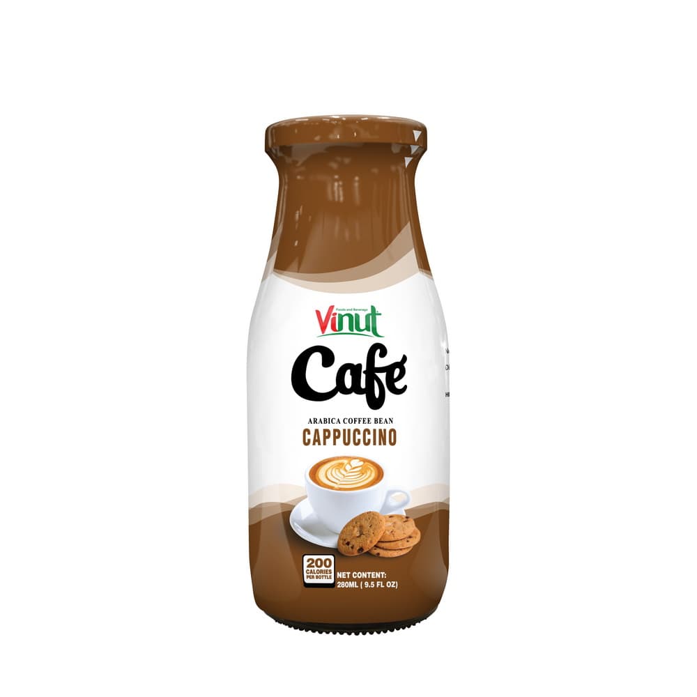 VINUT Café Cappuccino, Biji Kopi Arabika, Botol, 9.5 fl oz 280 mL