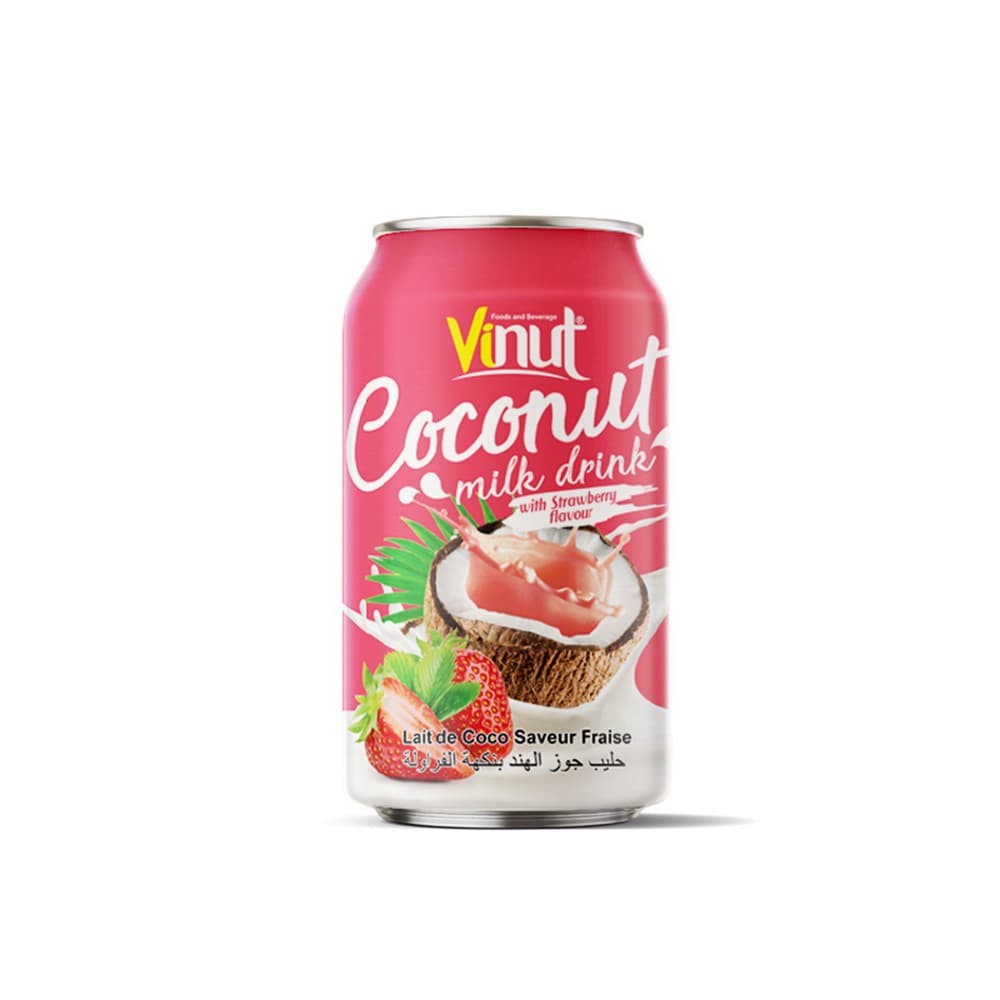 VINUT Minuman Susu Kelapa Rasa Stroberi Kaleng (330 mL)