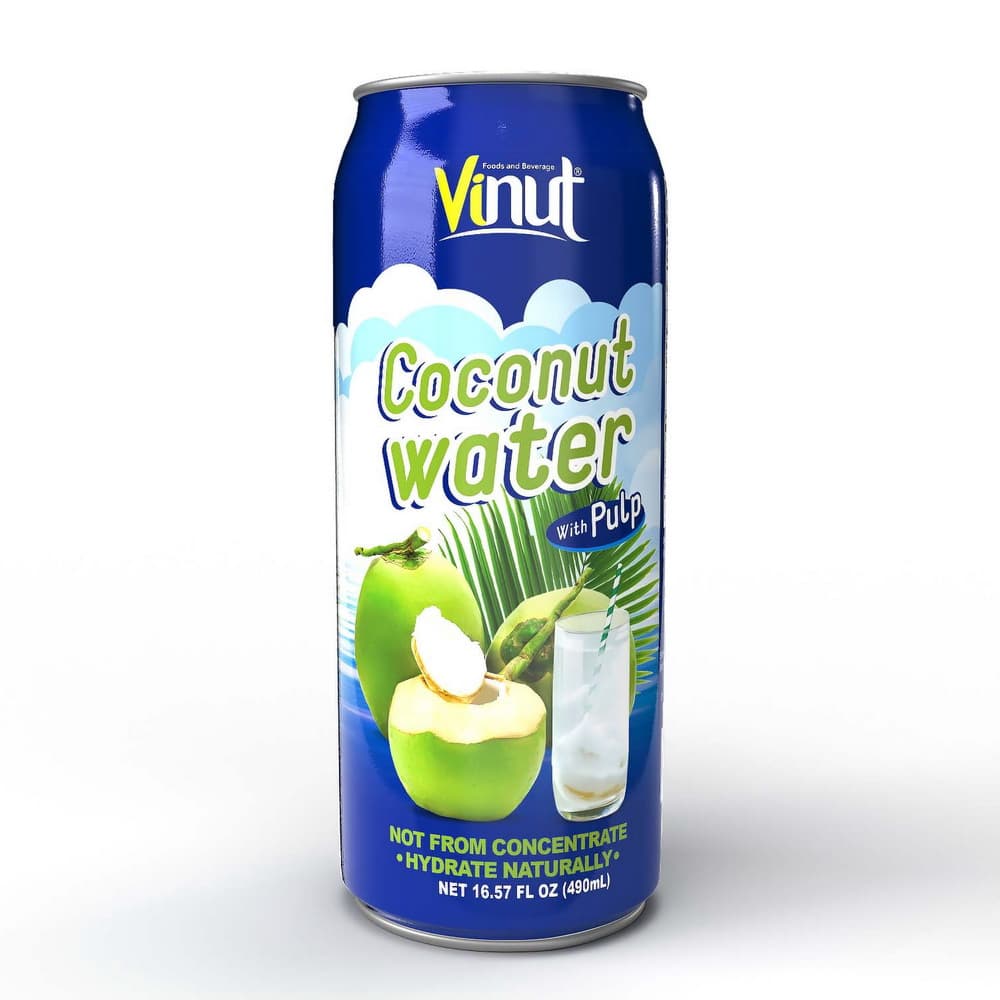 VINUT Air Kelapa dengan Bulir, Kaleng, 16.57 fl oz 490 mL