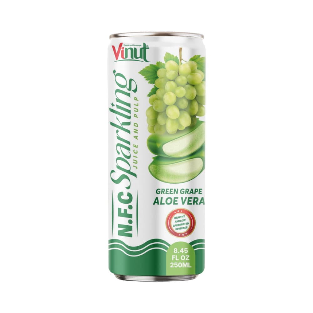 VINUT Jus Sparkling N.F.C Anggur Hijau Lidah Buaya dengan Bulir, Kaleng Slim, 8.45 fl oz (250 mL)
