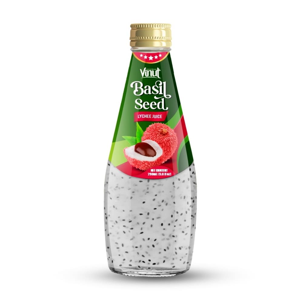 VINUT Jus Leci Biji Selasih, Botol Kaca, 9.8 fl oz (290 mL)