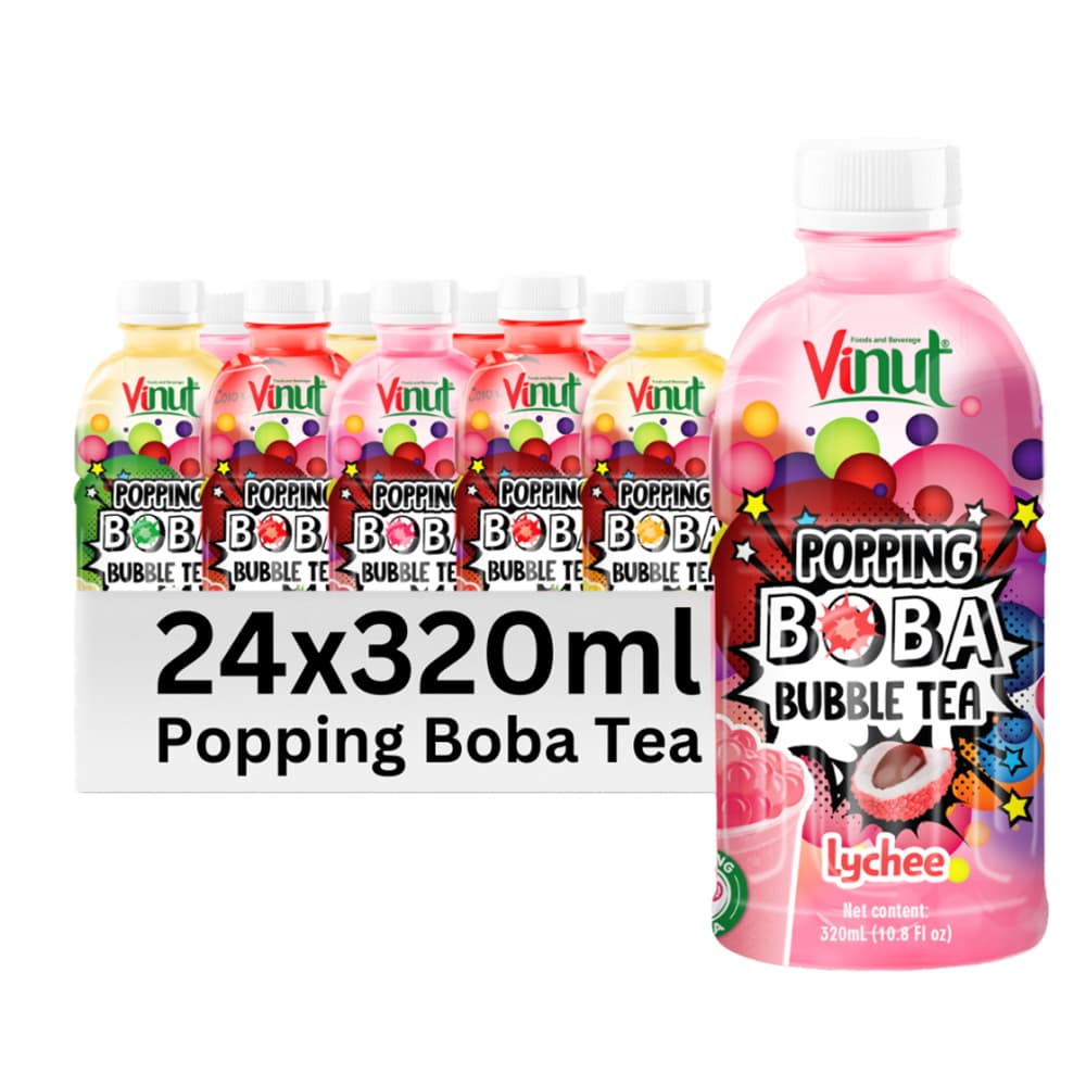 VINUT Bubble Tea Leci Popping Boba, Botol PET, 10.8 fl oz (320 mL)