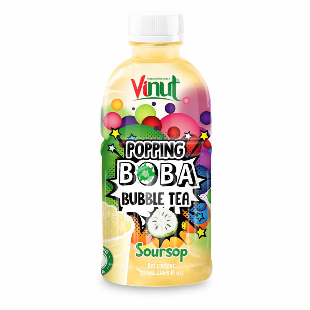 Vinut Soursop Popping Boba Bubble Tea, PET Bottle, 10.8 fl oz (320 mL)