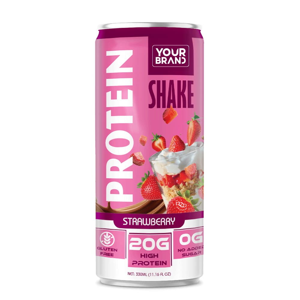 VINUT Minuman Protein Rasa Stroberi, Bebas Gluten, 20g Protein Tinggi, 0g Tanpa Tambahan Gula, Kaleng Ramping, 11.16 fl oz (330 mL)
